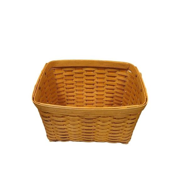 LONGABERGER 2002 Newspaper Basket, Plastic Liner Protector, Leather Handles EUC - Picture 8 of 15